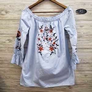 Sky & Sparrow Embroidery Boho Off The Shoulder Top